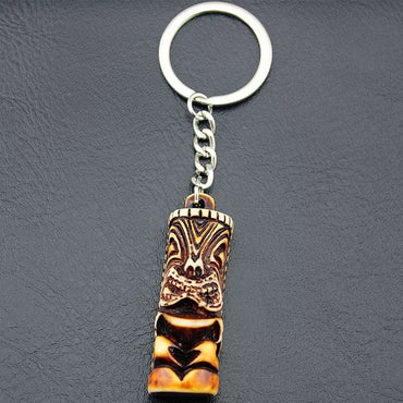 Porte-clé /Déco de sac Tiki marron - Style polynésien maori