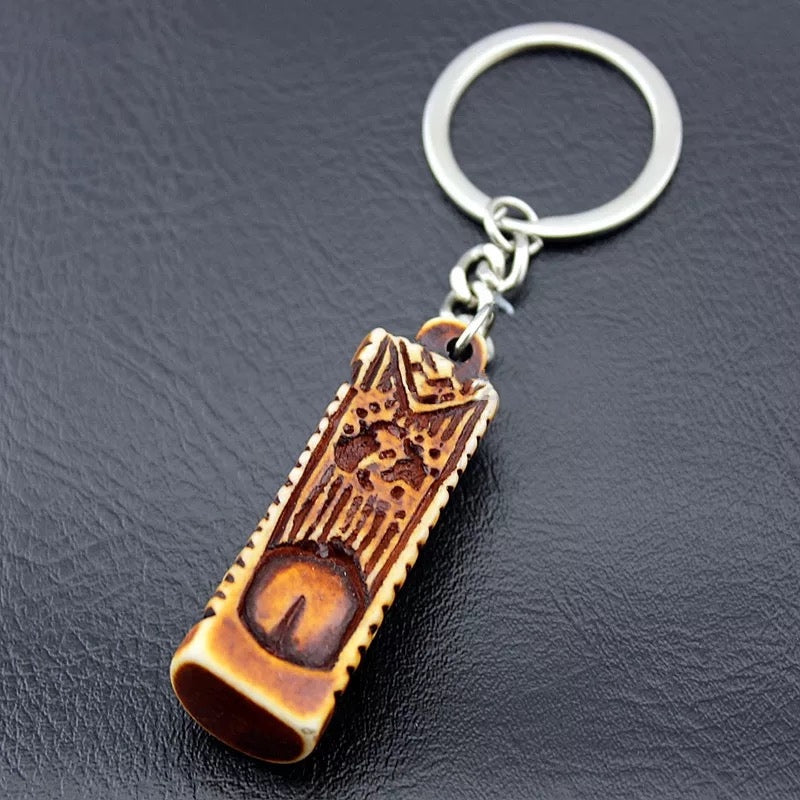 Porte-clé /Déco de sac Tiki marron - Style polynésien maori