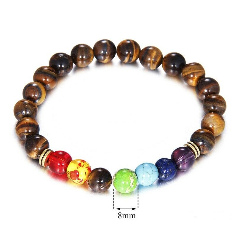 Bracelet 7 chakras en Oeil de Tigre - lithothérapie
