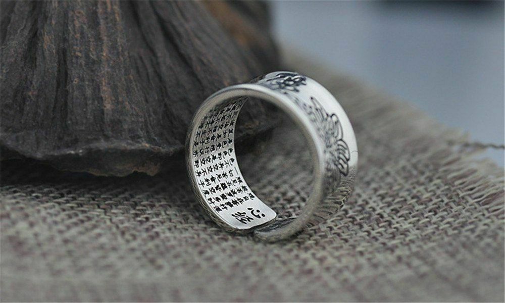 Bague Sutra du Lotus en Argent 999