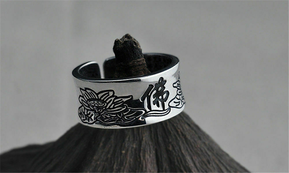 Bague Sutra du Lotus en Argent 999